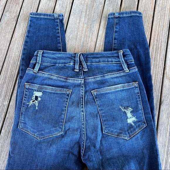 Good American Good Legs Distressed Skinny Jeans Size 25 Stretch Medium Wash GUC - Picture 5 of 11